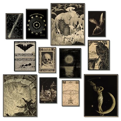KINYEYE 12PCS Gothic Decor | Dark Academia Wall Art Posters, Moody Grunge Room Decor...