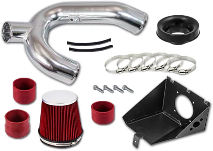 R&L Racing BCP RED 12-14 Compatible with Ford F150 3.5 V6 EcoBoost Heat Shield Air Intake Kit +Filter