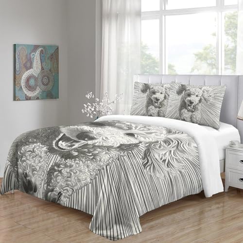 Housse de couette Caniche 260x220 cm avec fermeture éclair et taies