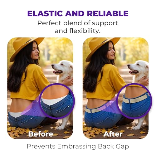 Image of BELTAWAY Easily Adjustable Elastic Flat Buckle No Show Belts for Women - Stretch No Bulge jeans pants