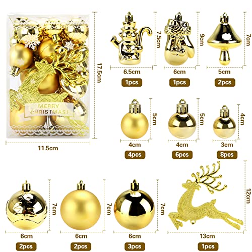Kerstballen, RANJIMA kerstballen 30 stuks, kerstballen set, kerstboom decoratie, kerstballen goud, kerstboom kerstballen goud plastic, kerstboom decoratie/kerstboom decoraties, ornamenten, geschenken - Image 5