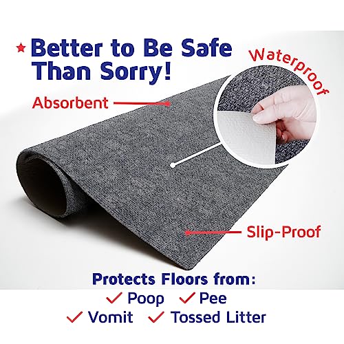 Cat Litter Mat by Americat – 36 x 28 Inches Machine Washable for Easy Clean, Waterproof & Made in USA – X Large Mat Traps Litter Around Cat Litter Box & Protects Floors