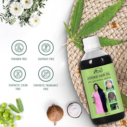 Image of Adivasi hair oil original 250 ml, Original Aadivashi Hair Growth Oil 250 ML Ayurvedic Adiwasi Herbal Kesh tel with Natural Rosemary essential & Biotin for Control Hairfall anti-dandruff Adiwasi Hair Oil Original Pack of 1 II Herbal Hair Oil