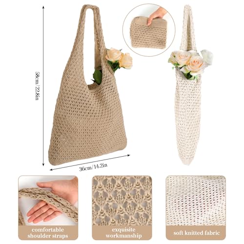 JarThenaAMCS 6 Pcs Bolsas Tote de Crochet para damas de honor miniatura 5