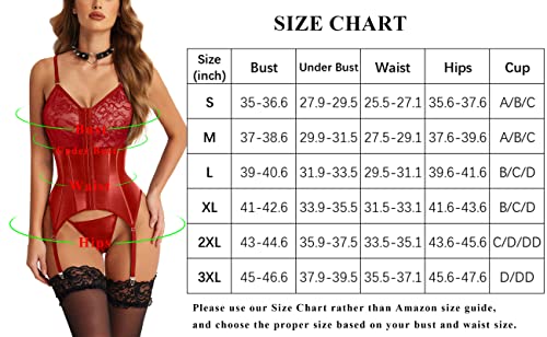 Avidlove Back Lace Up Corset Black Corset Bodysuit Women Lace Lingerie Set With Garter Belts #TOP5