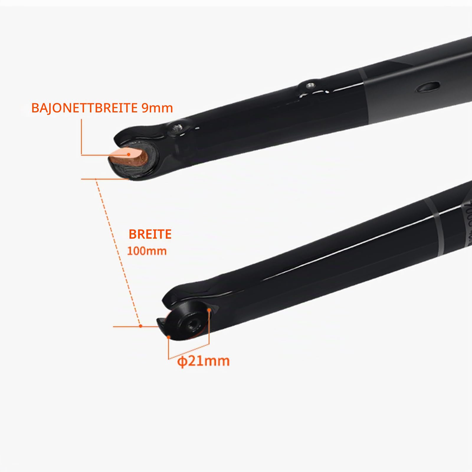 BUCKLOS Gravel 700C Kohlefaser Rennrad starre Gabel, QR 9 mm/100 x 12 mm Steckachse, 1-1/8 gewindeloses konisches Rohr, superleichte Fahrrad-Frontgabeln