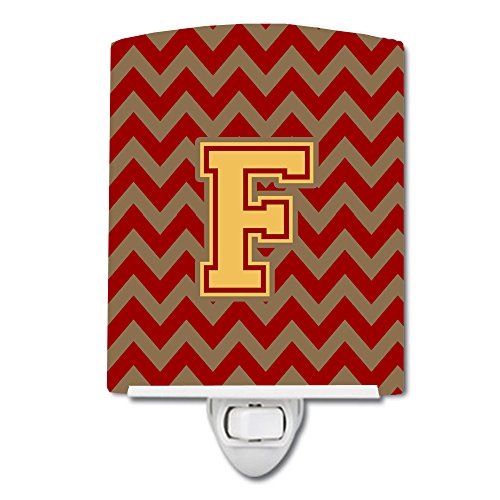 Caroline's Treasures CJ1048-FCNL Letter F Chevron Garnet & Gold Night Light, Multicolor, 6x4