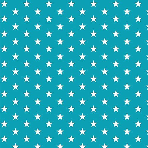 babrause® Baumwollstoff Sternchen Türkis Webware Meterware Popeline OEKOTEX 150cm breit - Ab 0,5 Meter