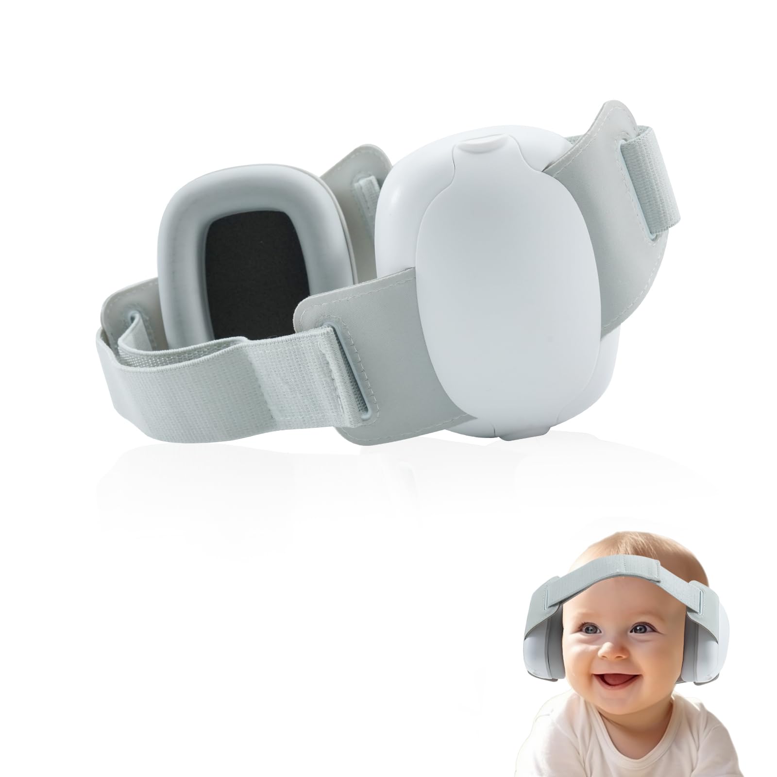 auvstar Versione Aggiornata Cuffie Neonato Antirumore,Protettori Acustici per Neonati,Cuffie Antirumore Bambini,Regolabile Cuffie Antirumore Bambini con Fascia Elastica,Bianco