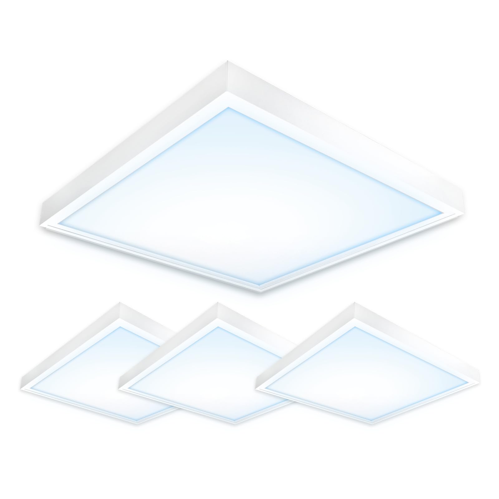 4x LED Panel 60x60cm Tageslichtweiß 6000K 40W Steck-Aufbaurahmen | 3400 Lumen Aluminium Deckenmontage Set