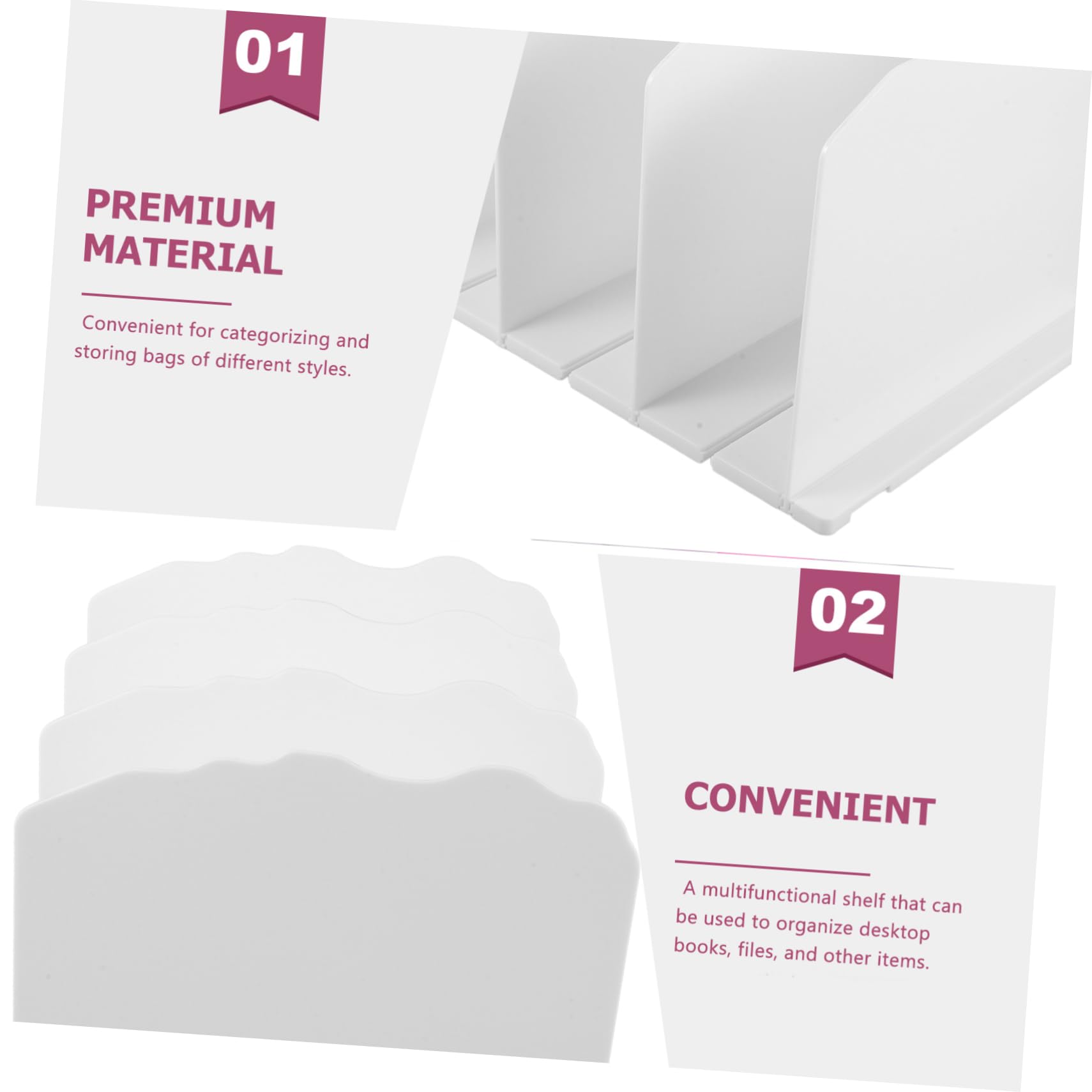 OUNONA Estante Organizador De Bolsos Estantería De Escritorio White Clasificador para Bolsa De Obsequio Separador De Armario Organizador para Bolsa De Compras para Cuarto De Baño o Sala