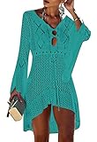 👗 Vestido de baño para mujer Cubrir Bikini traje de baño Cuello en V Irregular de punto Hueco hacia fuera Blusa Jersey