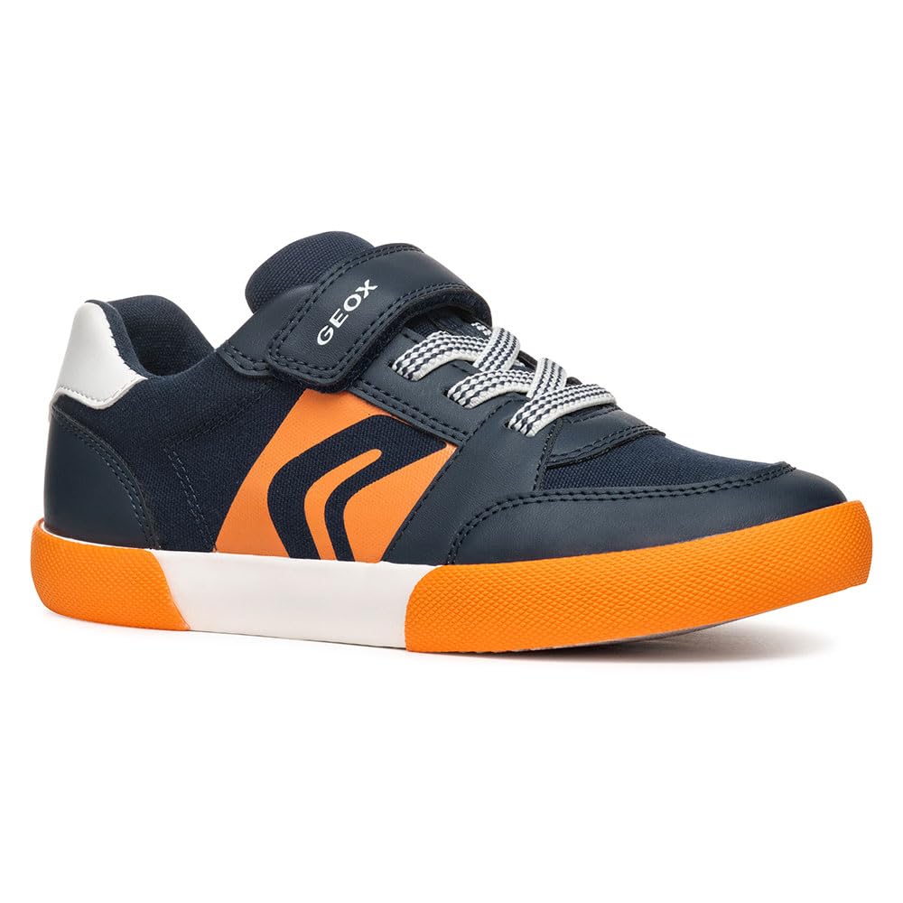 Geox Boys J Gisli Boy D Sneaker, Navy Orange, 12.5 UK