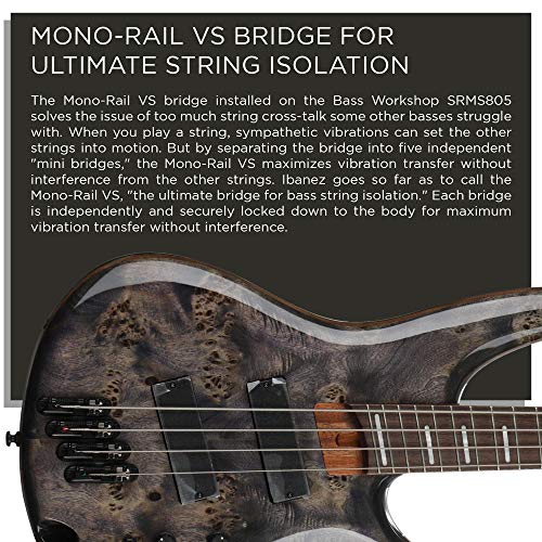 Ibanez Srms805 Multi Scale 2018 5-String Bass Guitar, Bound Panga Panga Fingerboard, Deep Twilight #TOP4