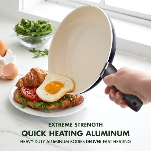 GreenPan Rio Healthy Ceramic Nonstick 8\" Frying Pan Skillet and Silicone Spatula Set, Soft Grip Handle, Breaktfast Meal Set, PFAS-Free, Dishwasher Safe, Oven Safe, Black - Thumbnail 5