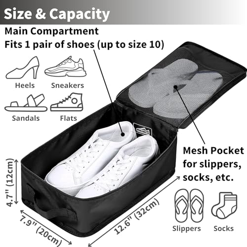 tianzong Travel Shoe Bag with Handle Holds 2 Pairs of Shoes, Shoe Packing Cubes for Travel (Black, 2 Pack)3