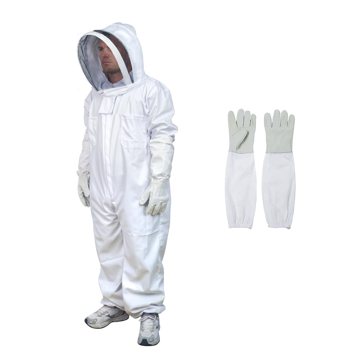 Bee Suit with Glove, Beekeeping Suit Outfit Professional Full Body Beekeeper Suit for Men and Women Beekeeper and Beginners, XL