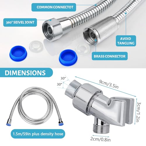 Fixation universelle de douche avec flexible inox 150cm et support réglable argenté - 4