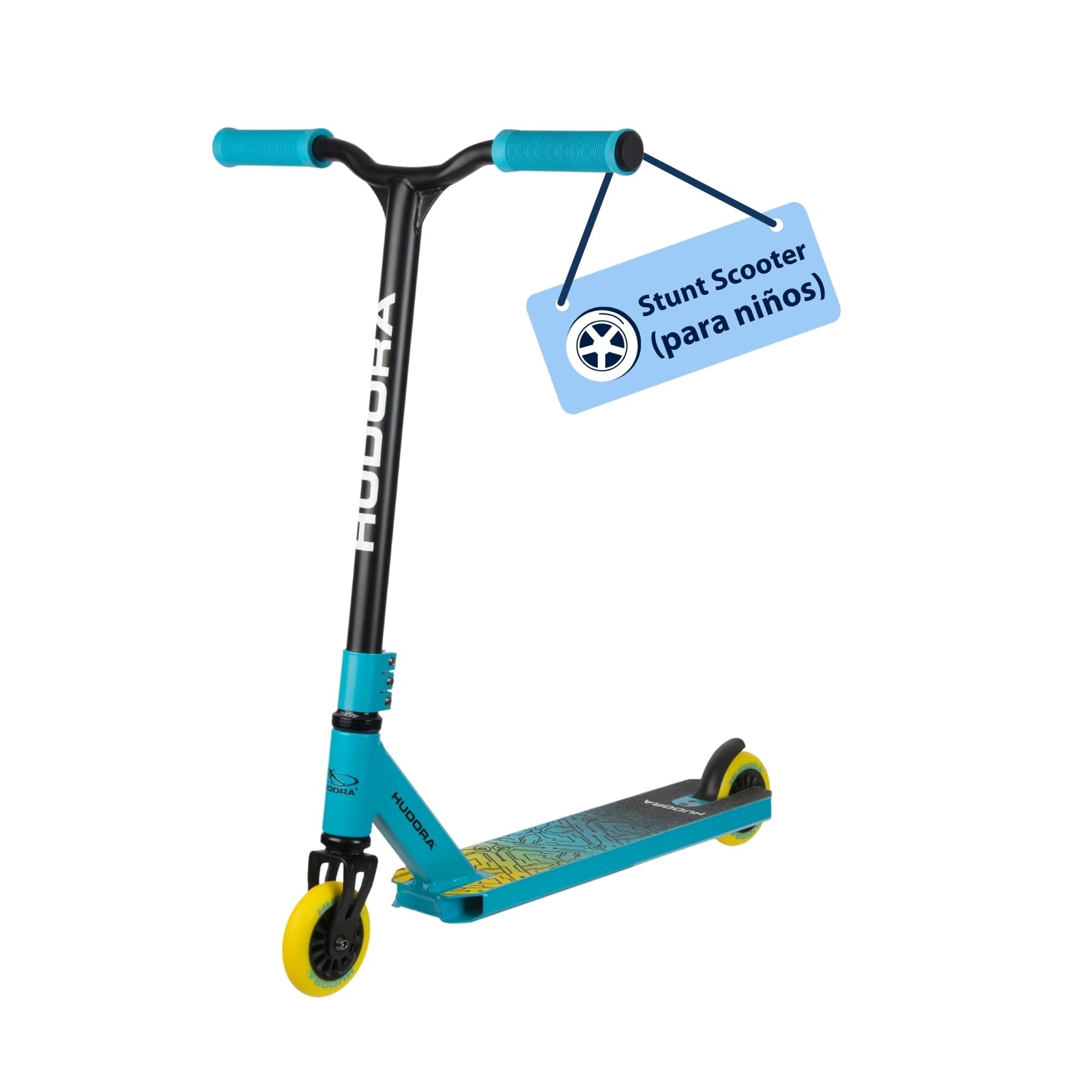Hudora Stunt Scooter Kids Stunt Scooter for Children Aged 6-10 I Sturdy Freestyle Scooter with 360° BMX Steering - Child-Friendly Trick Scooter for up to 100 kg