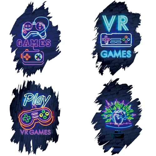 AINIUNIU 4 pcs Adhesivo de Pared 3D con Diseño de Jugadores, Póster para Habitación de los Niños y Niños, Sticker de Gamer, Póster de Videojuegos, Adhesivo de Pared para Habitación Juvenil