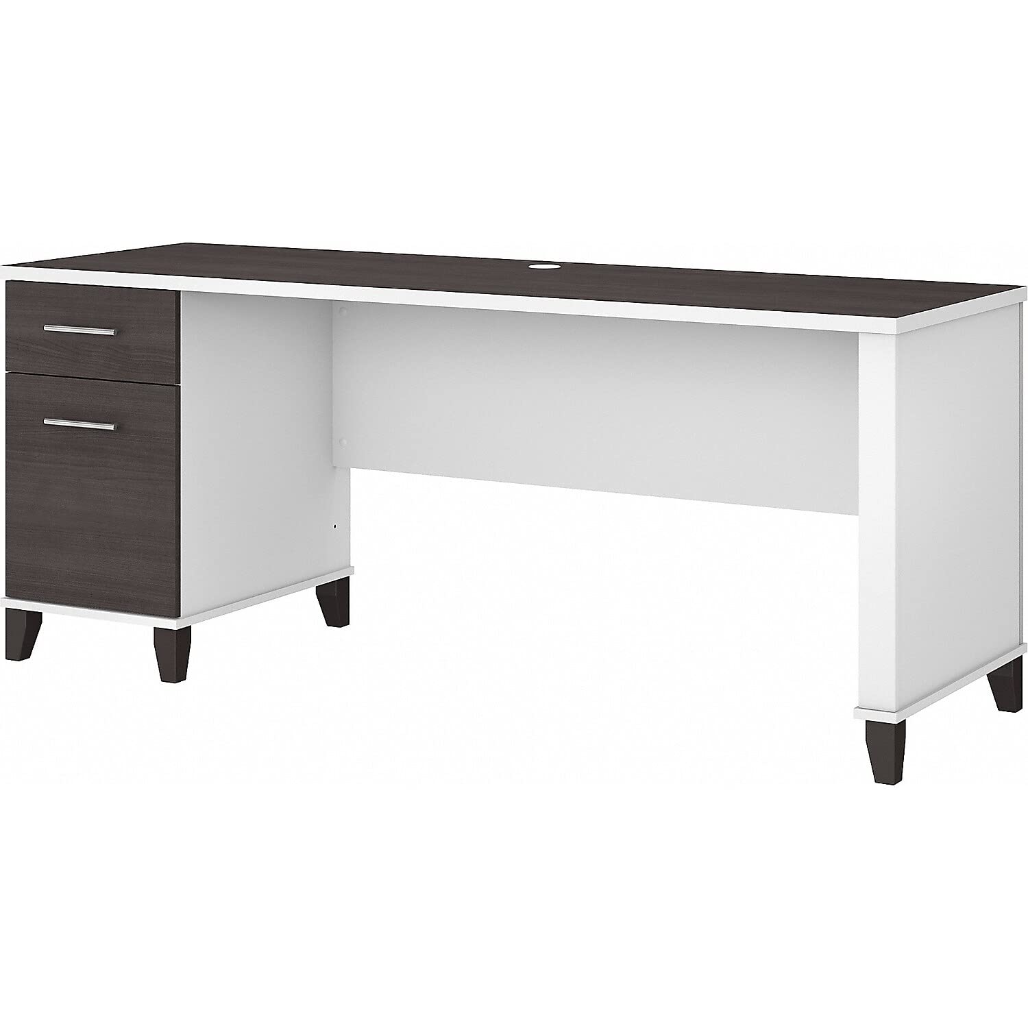 Bush Furniture Somerset 72W Office Desk with Drawers in White and Storm Gray- BOTH BOXES COMPLETE SET