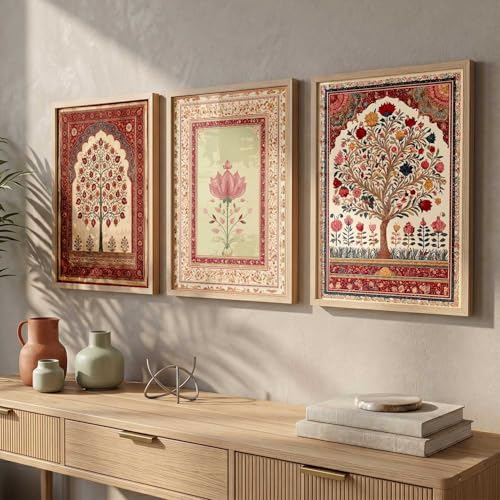 Image of kotart Indian Traditional Art Wall Painting Home Decoration With Frame For Living Room Bed Room Hotel Wall Decor Digital Reprint Engineered Wood Set of 3 (13X17 INCH)
