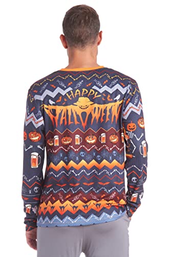 Dreamwave Mens Funny Christmas Halloween Hannukah Long Sleeve Lounge Sleep Pajama Shirt3