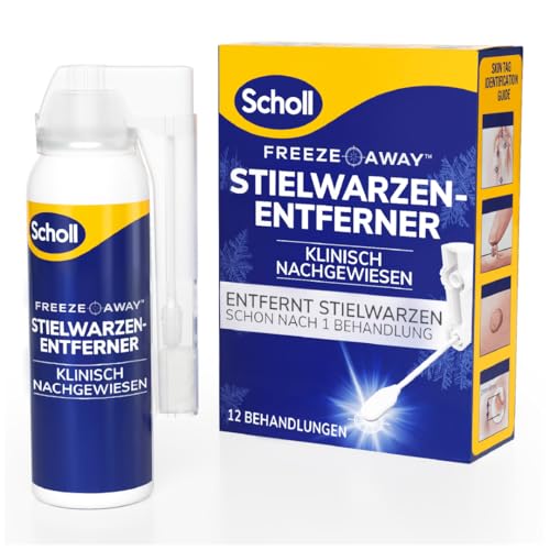 Scholl Freeze Away Stielwarzen-Entferner-Set, entfernt Hautanhängsel in 1 Behandlung, Stielwarzenentfernung an Hals Brust Achsel Achselhöhle Rücken und Leisten klinisch nachgewiesen, 12 Behandlungen