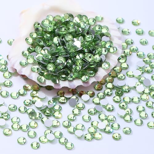 Image of Light Green Flatback Rhinestones, Glass Rhinestones for Nail Art and Craft, Glue Fix, Loose Crystal Gemstones(Lt.Green, SS20, 2880pcs, 4.6-4.8mm)