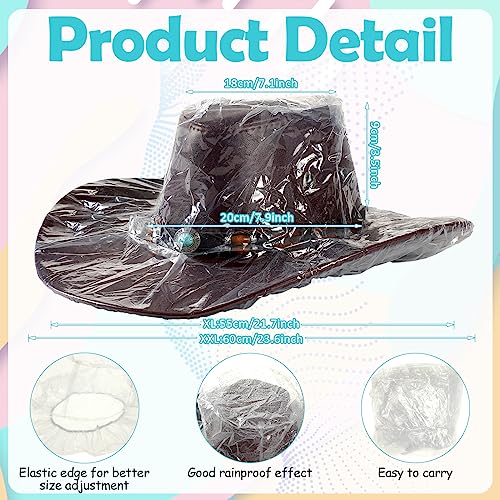 Image of Funtery 20 Pcs XXL Cowboy Hat Cover Plastic Hat Rain Cover Clear Dust Waterproof Hat Protectors for Storage Keep from Rain Snow