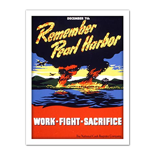 FINE ART PRINTS War WWII USA Remember Pearl Harbor Fight Work Adverts Impression Murale Encadrée 18X24