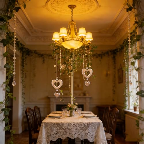 2 Stück Herz Deko Holz Anhänger Hängende,Fensterdeko Hängend,Herz Fensterdeko Hängend Modern,für Hochzeiten Wohnzimmerdekoration und Geschenke