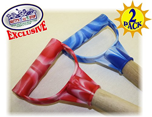Matty's Toy Stop 31" Heavy Duty Wooden Kids Sand Shovels with Plastic Spade & Handle (Blue Swirl & Pink Swirl) Twin Set Bundle - 2 Pack - Thumbnail 6