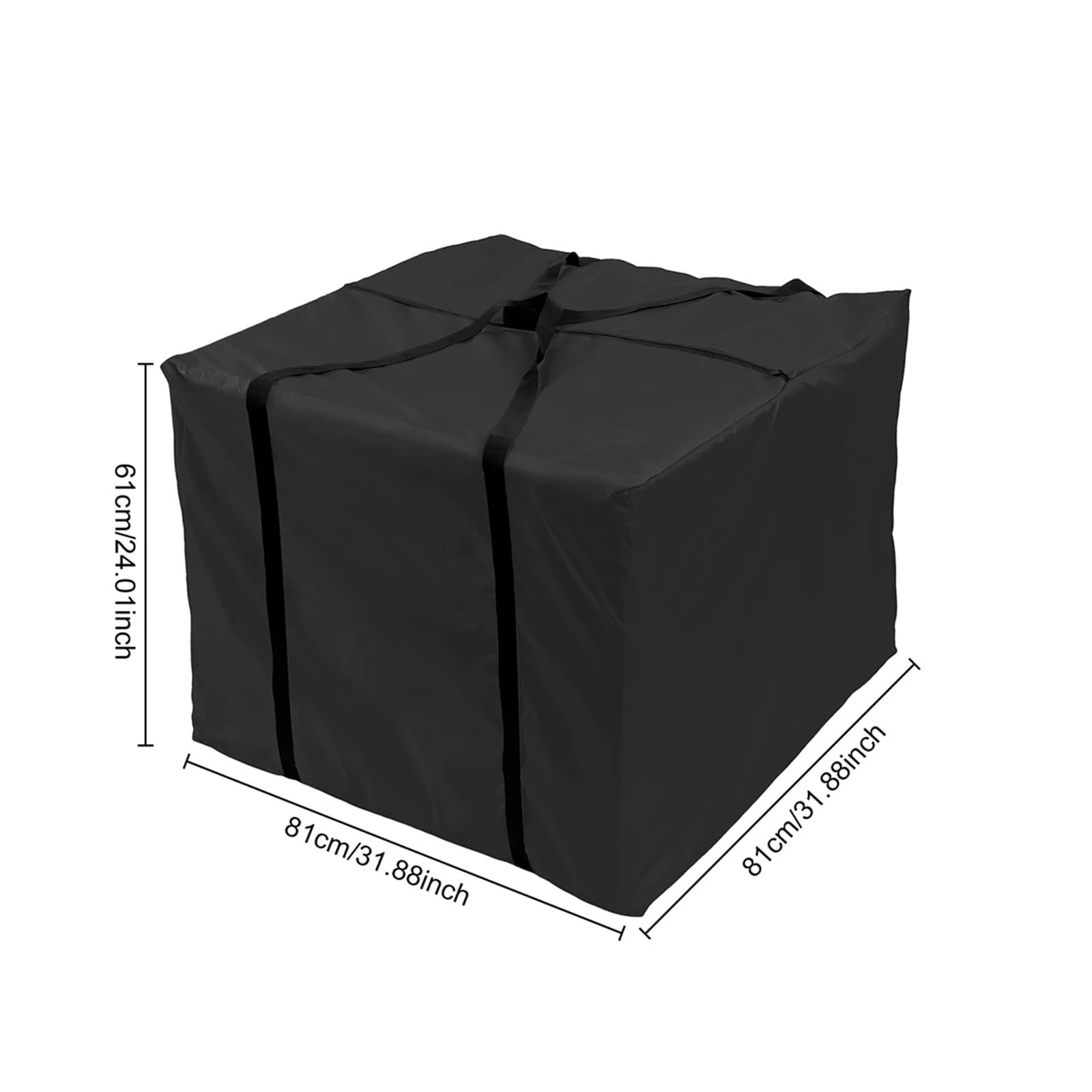 Borsa per Cuscini da Esterno Borsa portaoggetti for mobili da Esterno in Tessuto Oxford Impermeabile, Nera, for Giardino, Multifunzione, Organizer(81x81x61cm Black 1)