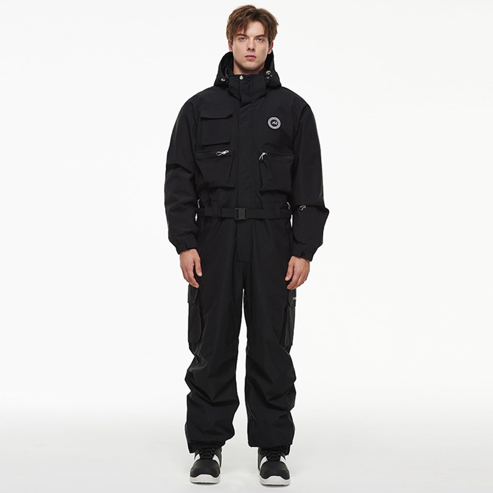 Generisch Tuta da sci invernale da uomo, impermeabile, con cappuccio, pantaloni da neve, pantaloni da snowboard, sportivi, per attività all'aria aperta, con tasche