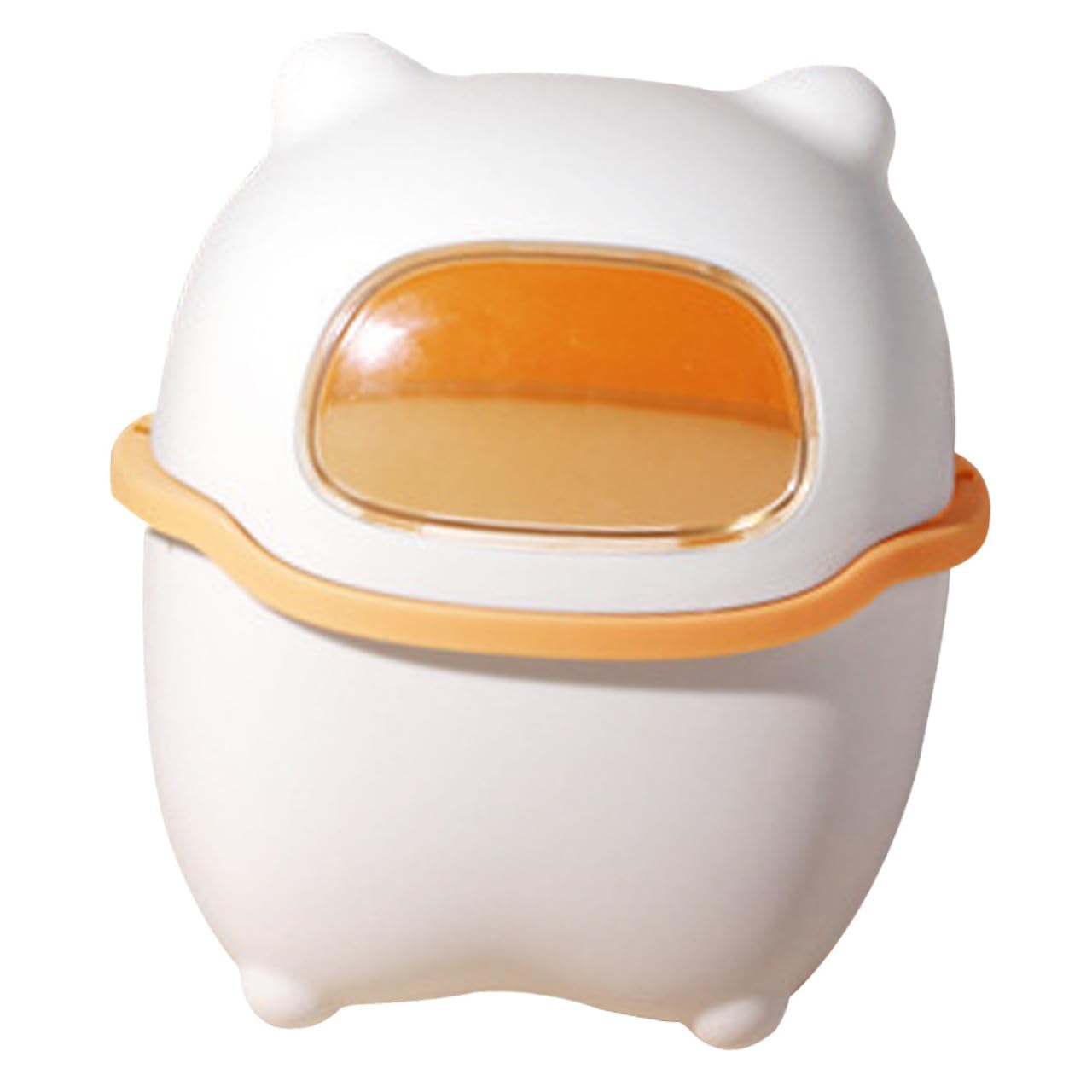 Desktop Trash Can Mini Plastic Bin Cartoon Bear with Lid