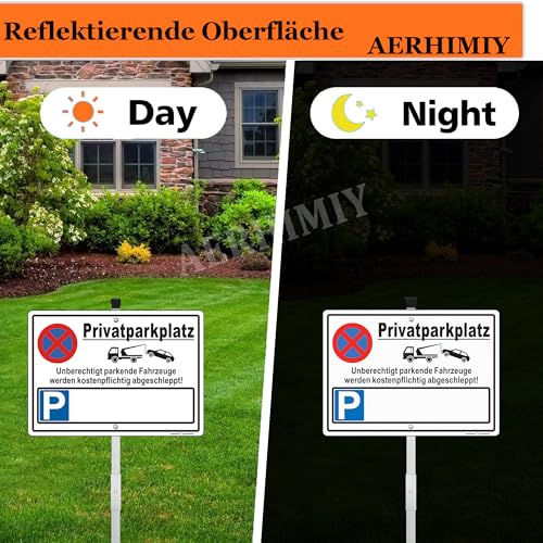 Privatparkplatz-Schild Aerhimiy XL mit Kennzeichen aus Aluminium