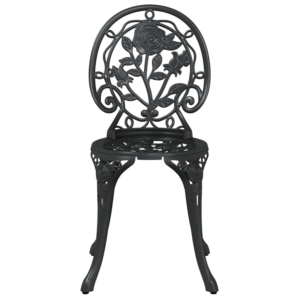 Set Bistro da Giardino 3 pezzi Nero in Alluminio resistente per esterni, tavolo e sedie eleganti per terrazza, balcone e patio, arredo outdoor pratico per pranzo e relax