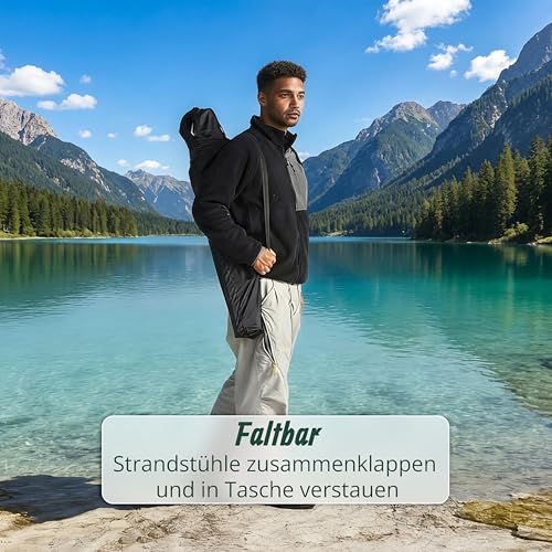Relaxdays Camping Stuhl, 2er Set, faltbar, Tragetasche, Getränkehalter, 150 kg, Klappstühle, Polyester, Metall, grau
