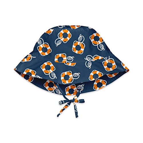 i play. by green sprouts Baby & Toddler Bucket Sun Protection Hat | All-day UPF 50+ sun protection for head, neck, & eyes Navy Lifesaver, 0/6mo