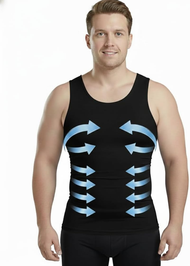 The Natural Posture Men's Ultra Slimming Shirt - Sleeveless Chest and Tummy Control Undershirt