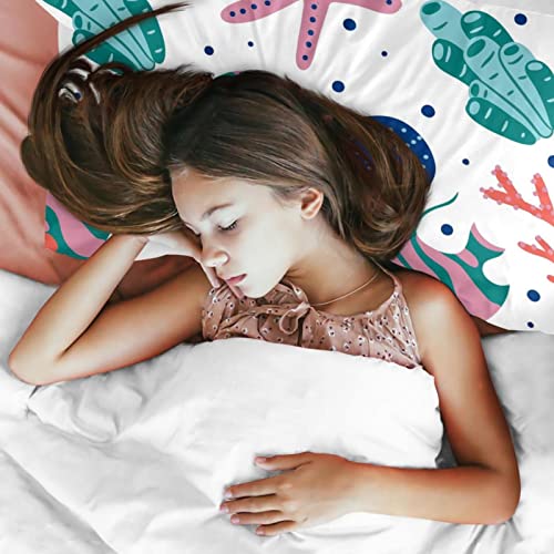 Housse de couette mer et corail douce avec taies d'oreiller lavable en machine
