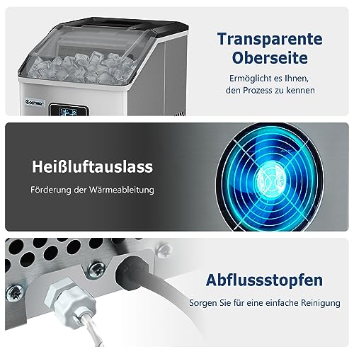 Preenex Eiswürfelmaschine 60kg/24h – Edelstahl, 300W, Kommerziell
