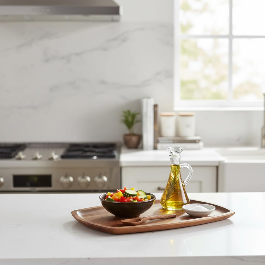 Deconox Akasya Ağacı Kayık Sunum Tepsisi (33x20 cm) | Ahşap Servis ve Kahve Tepsisi | Peynir, Şarküteri ve Dekoratif Banyo/Masaüstü Organizeri