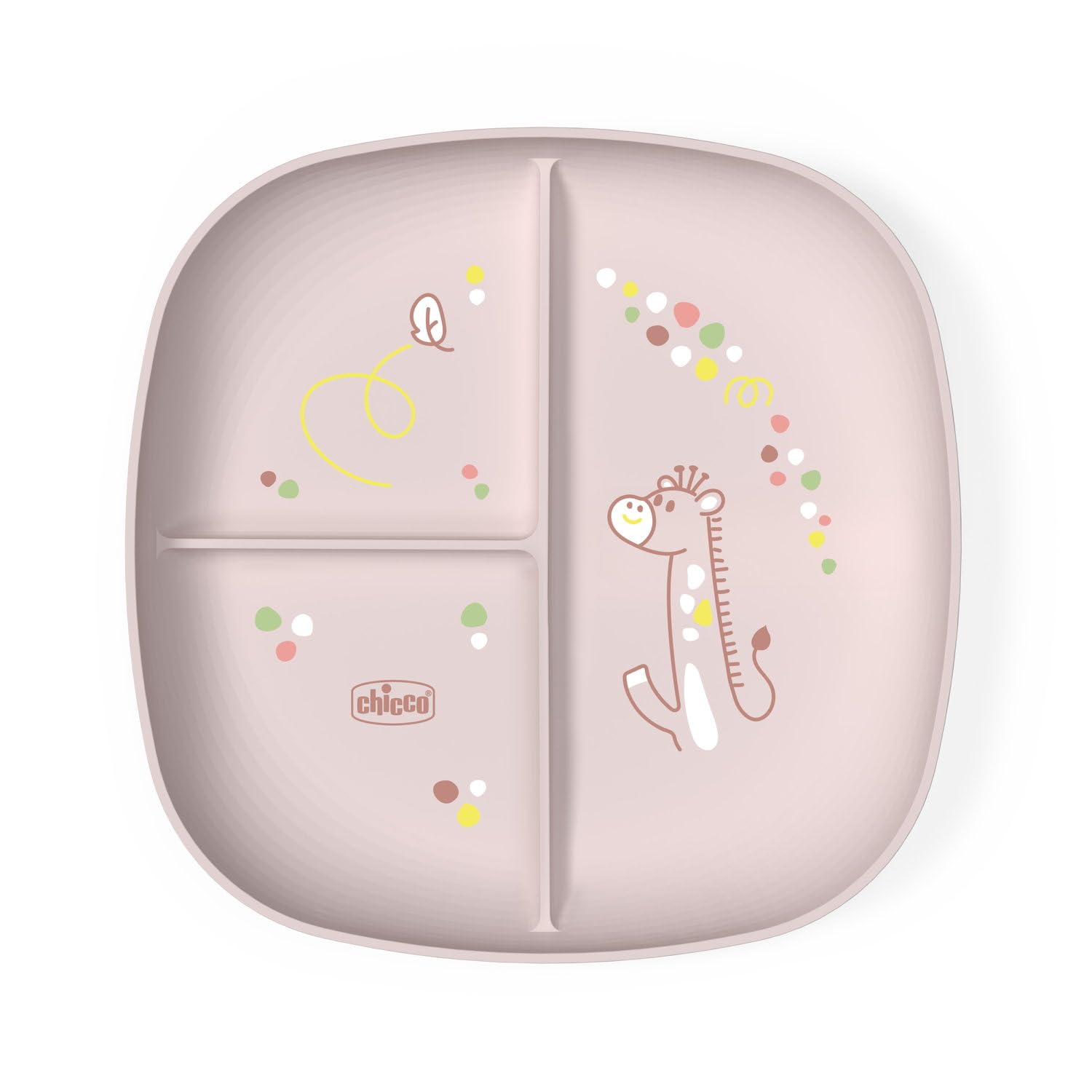 Chicco Plato de Comida para Bebés y Niños, Plato de Comida con 3 Compartimentos para Descubrir Nuevos Sabores, Lavable en el Lavavajillas, Apto para Microondas, Sin BPA, 12+ Meses, Rosa