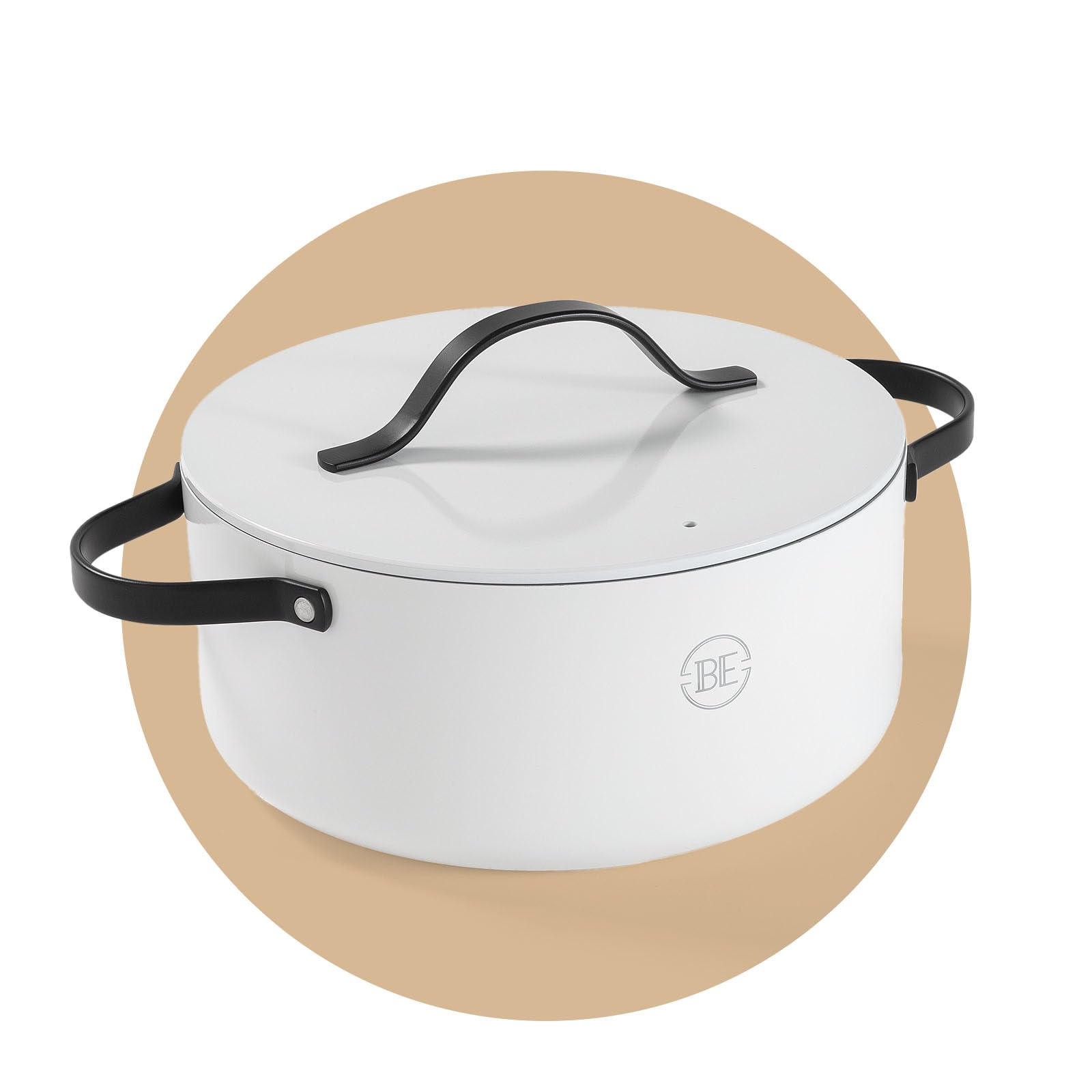 Be Living Essential Kochtopf mit Deckel Ø 28 cm (7 L) Induktion Schmortopf, Non Stick Keramik Antihaft, Ohne ptfe und pfoa, Weiß