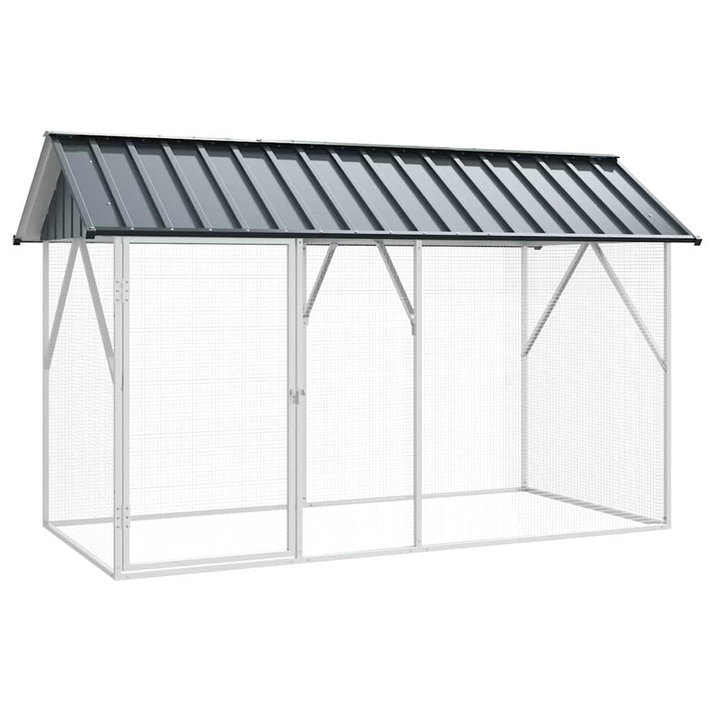 vidaXL Jaula para Aves Antracita 227 x 112 x 141 cm Acero Galvanizado, Refugio de Aves Moderno para jardín y terraza, Jaula Rectangular, hábitat Amplio, Zona Duradera
