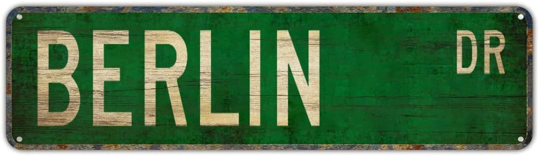 Bdeyfg Colour5 Berlin Dr Street Sign Vintage Metal Tin Sign Bar Cafe Garage Cave Home Room Farmhouse Garden Patio Wall Decor 4X16 Inch