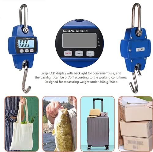 Digitale Kranwaage, 300KG 660lbs Elektronische Hängewaage, Industrie Hängende Waage mit präzisem Sensor, Mini tragbare LCD Waage mit Haken, Zugwaage Wildwaage Digital für Jagd, Bauernhof, Fabrik