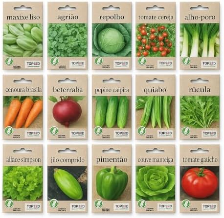 kit 15 Sementes de Hortas Variadas Legumes Verduras Pimenta Veget...